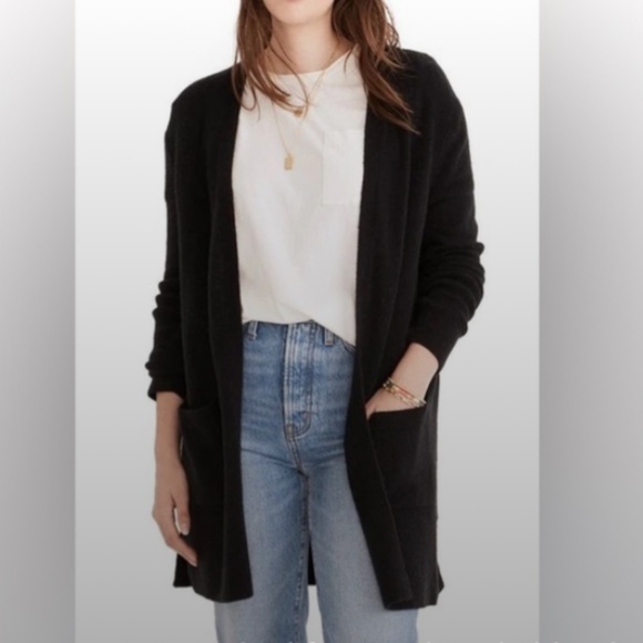 MADEWELL small Wool Alpaca Long Black Cardigan Sweater Size Small - Picture 1 of 7